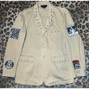 Positano Blazer Men Size Large Punk Long Sleeve Patches Studs Custom Piece